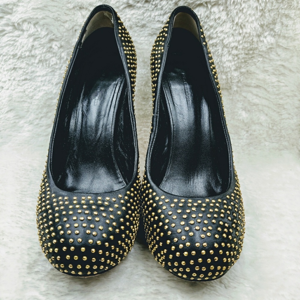 ALEXANDER WANG Gold Studded Platform Heels 37 6.5